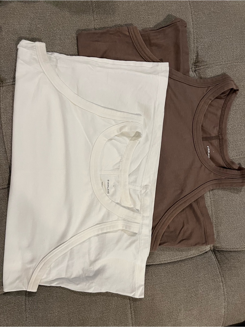 Everlane White & Brown Cotton Tank Tops - 2 Pack